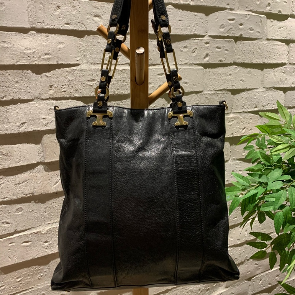 Large Black Leather Tory Burch Tote/Shoulder Bag
